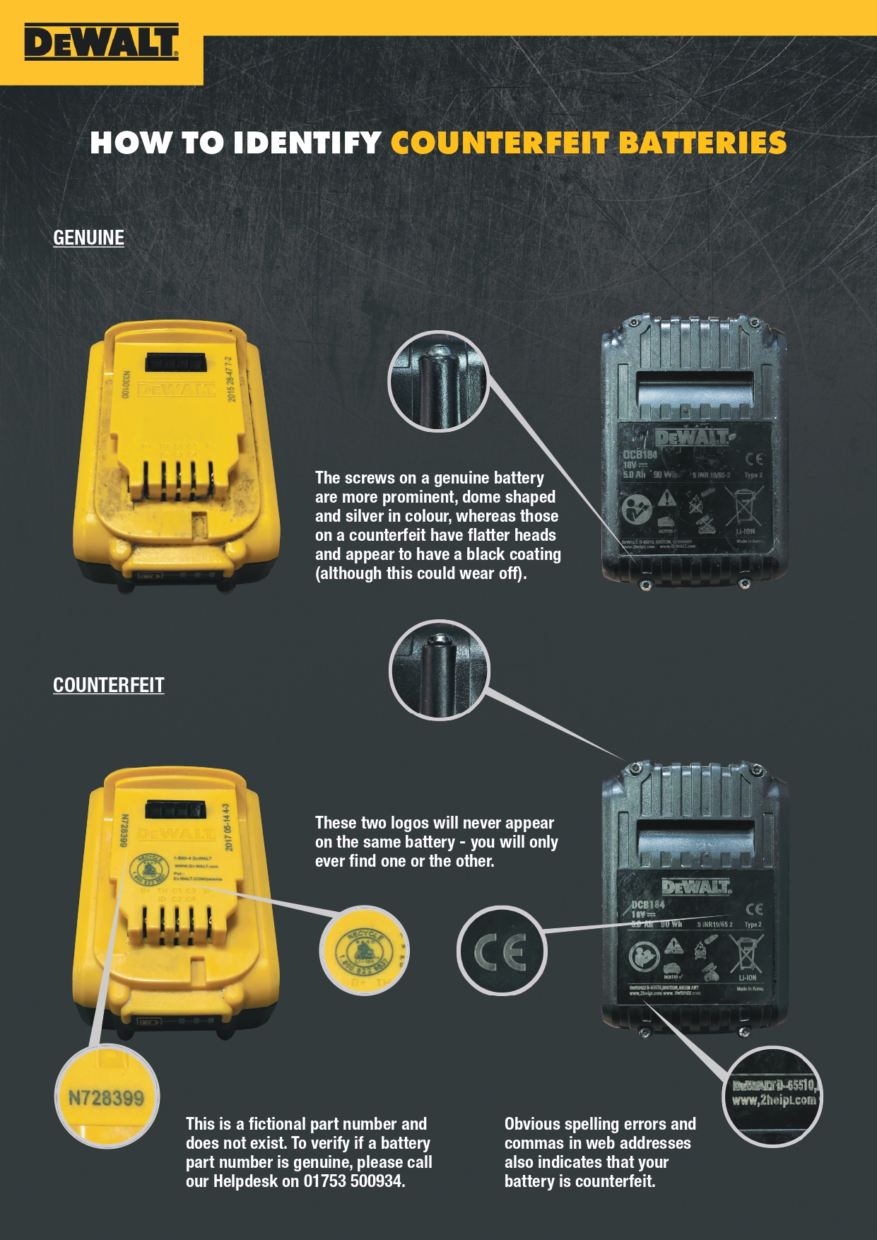 How to identify counterfeit DEWALT Batteries DEWALT