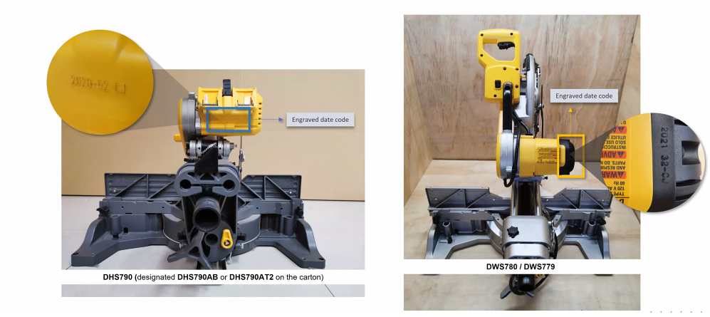 Is there a recall for the MITER SAW model DHS790 DHS790AB